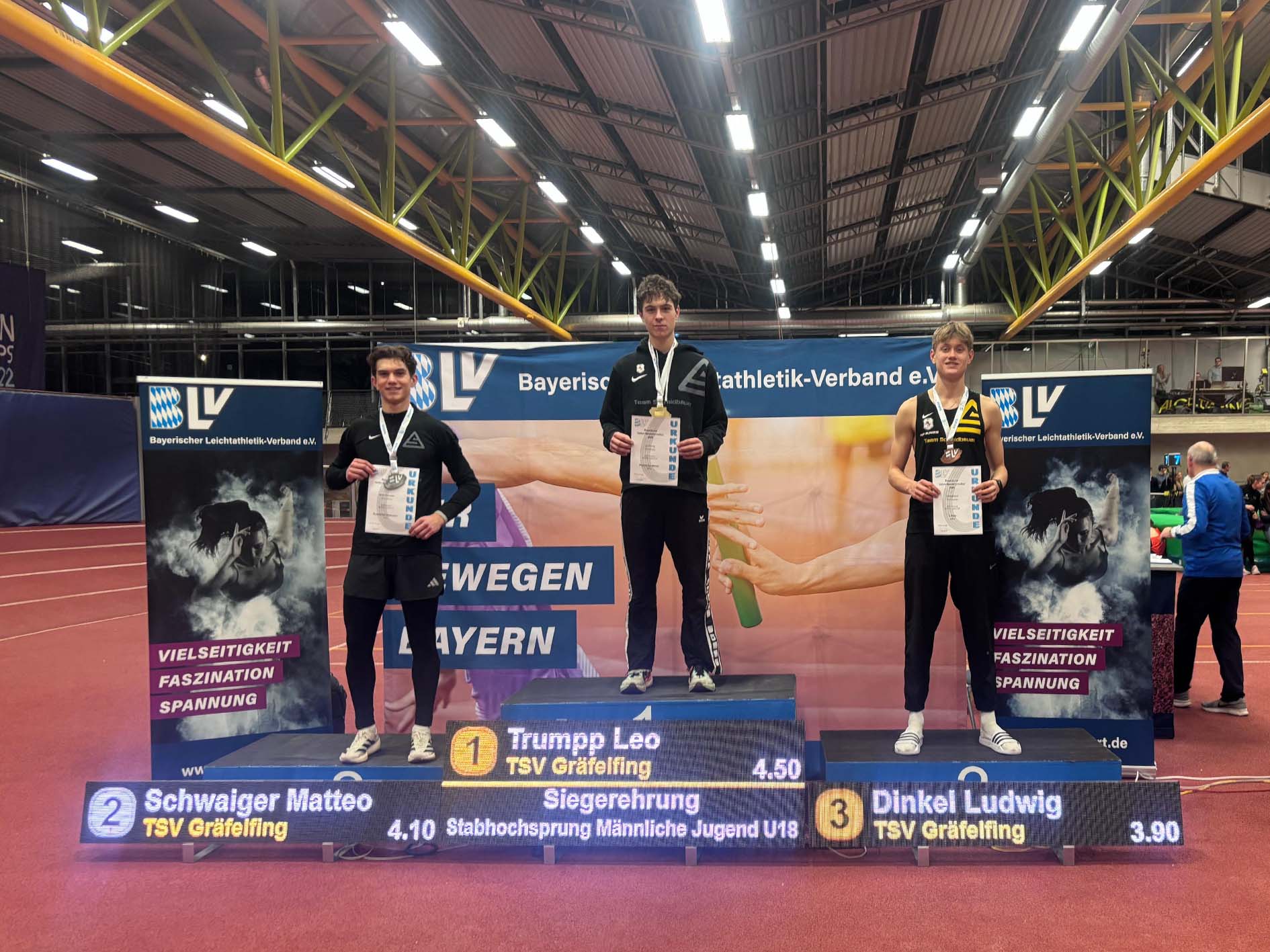 Fünf Goldmedallien und Dominanz im Stabhochsprung bei Bayerischen Hallenmeisterschaften